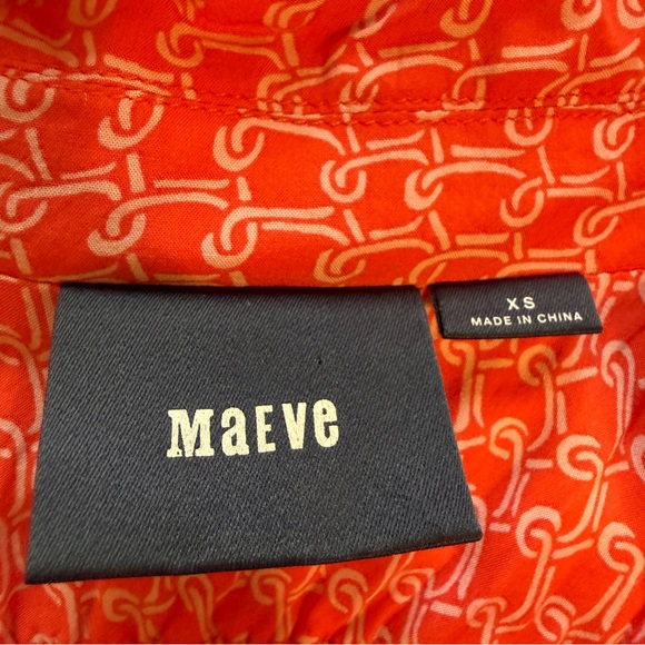 Maeve | Coral Red Patterned Midi Dress - Picture 8 of 10